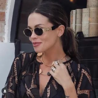 Gucci Round Metal Gold and Black Sunglasses