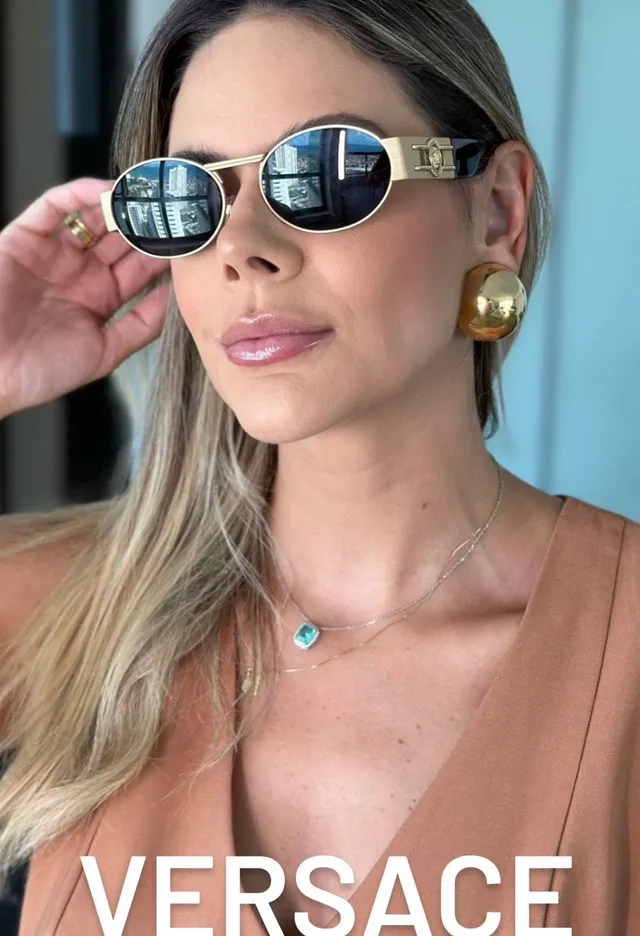 Gucci Óculos de Sol Redondos de Metal Dourados e Pretos 3