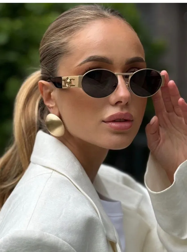 Gucci Óculos de Sol Redondos de Metal Dourados e Pretos 8