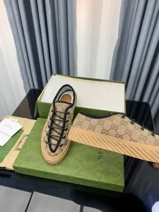 Gucci Screener Beige and Black GG Monogram Lifestyle Sneakers 2