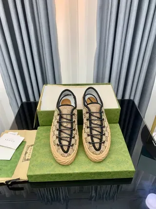 Gucci Screener Beige and Black GG Monogram Lifestyle Sneakers 3