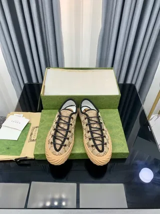 Gucci Screener Beige and Black GG Monogram Lifestyle Sneakers 6