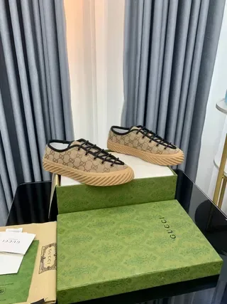 Gucci Screener Beige and Black GG Monogram Lifestyle Sneakers 7