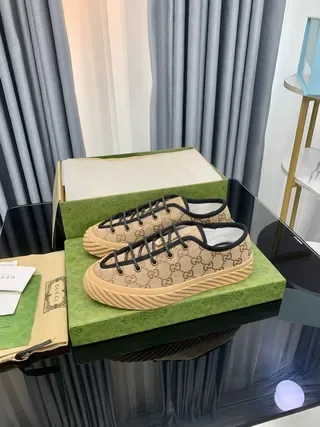 Gucci Screener Beige and Black GG Monogram Lifestyle Sneakers 9