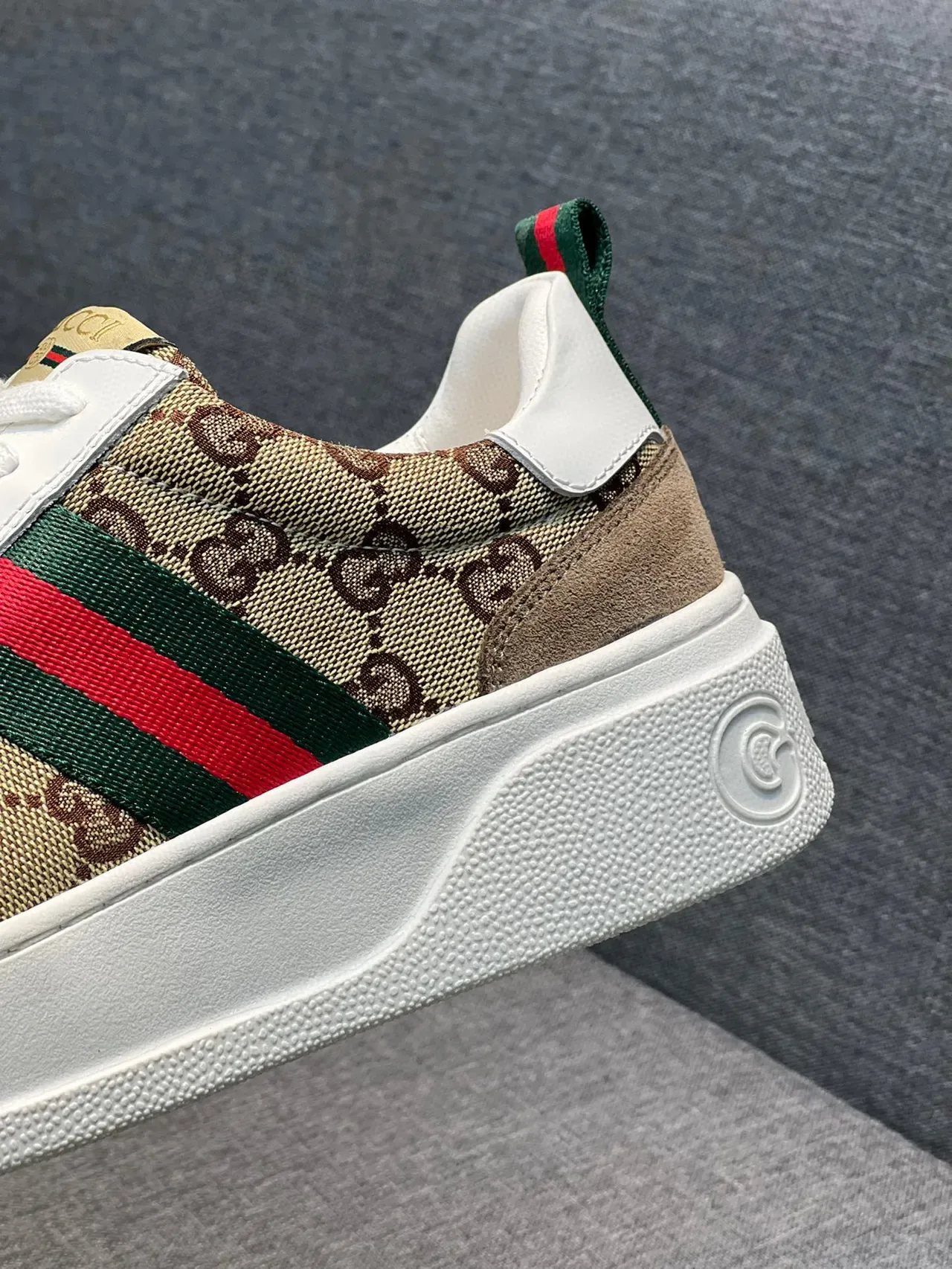 Gucci Screener Beige Monogram Web Stripe Lifestyle Sneakers 8