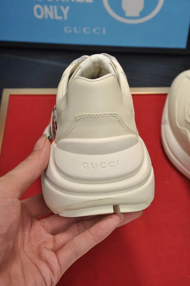 Gucci Screener Beige Red Chunky Sole Leather Upper Lifestyle Sneakers 2