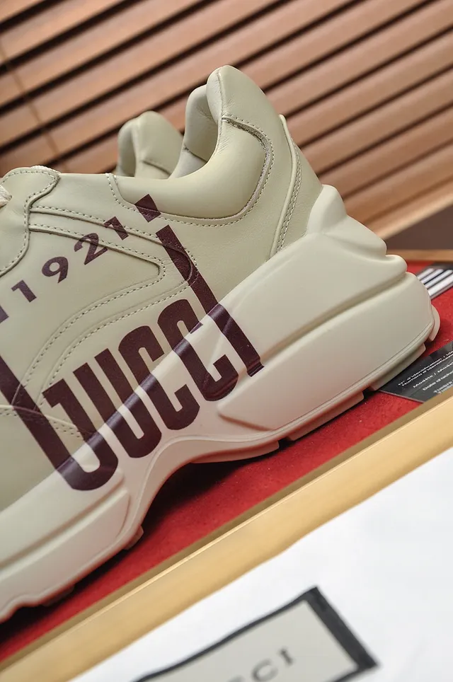 Gucci Screener Beige Red Sole Oversized Logo Print Chunky Sneakers 2