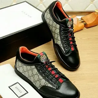 Gucci Screener Black and Beige GG Monogram Lifestyle Sneakers