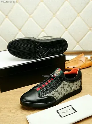 Gucci Screener Black and Beige GG Monogram Lifestyle Sneakers 9