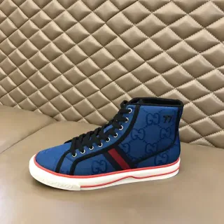 Gucci Screener Blue GG Supreme Web Stripe High-Top Lifestyle Sneakers