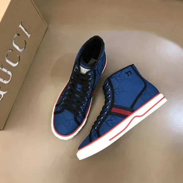 Gucci Screener Blue GG Supreme Web Stripe High-Top Lifestyle Sneakers 8