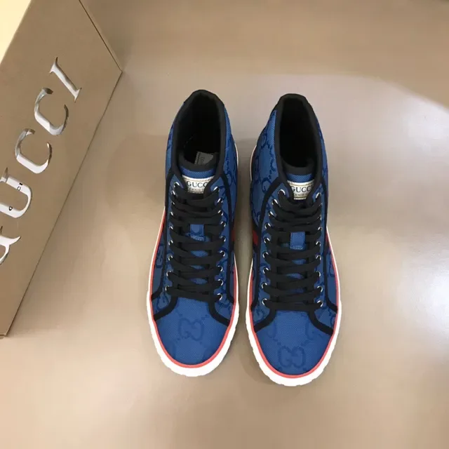 Gucci Screener Blue GG Supreme Web Stripe High-Top Lifestyle Sneakers 9