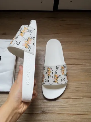Gucci Screener Cartoon Character Print White Slippers 2