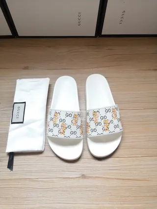 Gucci Screener Cartoon Character Print White Slippers 3