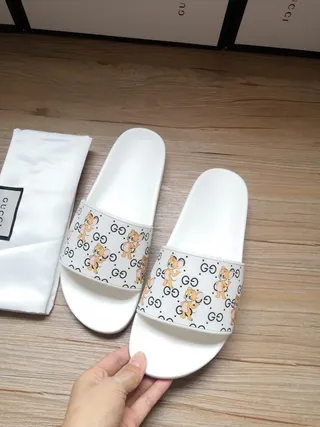 Gucci Screener Cartoon Character Print White Slippers 4