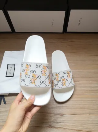 Gucci Screener Cartoon Character Print White Slippers 5