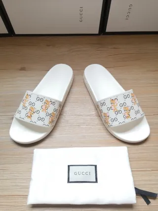 Gucci Screener Cartoon Character Print White Slippers 6