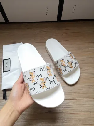 Gucci Screener Cartoon Character Print White Slippers 7
