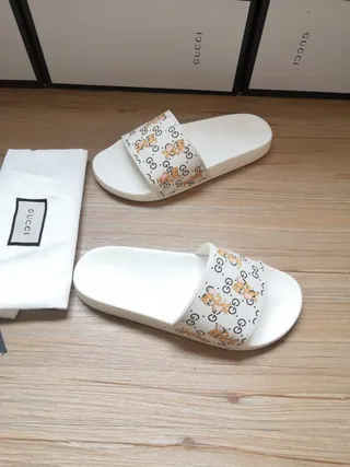 Gucci Screener Cartoon Character Print White Slippers 8