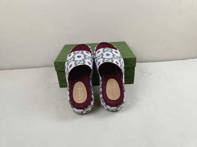 Gucci Screener GG Web White Green Red Burgundy Platform Slippers 3