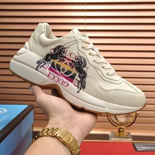 Gucci Screener Off-White جلد جرافيكي طباعة جانبية أسلوب حياة سنیکرز