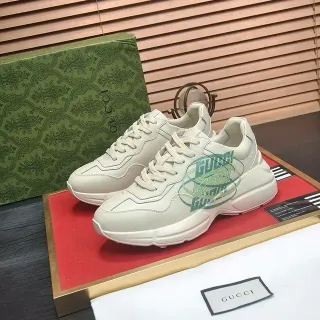Gucci Screener Off-White Leather Interlocking GG Logo Lifestyle Sneakers