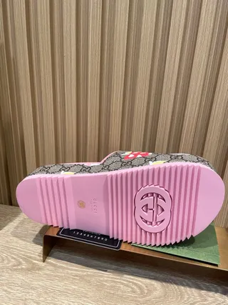 Gucci Screener Pink Multicolor Platform Sole GG Monogram Canvas Slippers 5