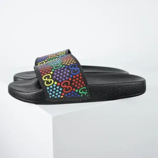 Gucci Screener रेनबो GG प्रिंट स्लिपर्स