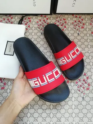 Gucci Screener Red Logo Strap Slippers 4