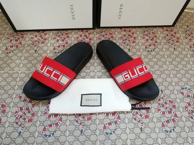 Gucci Screener Red Logo Strap Slippers 5