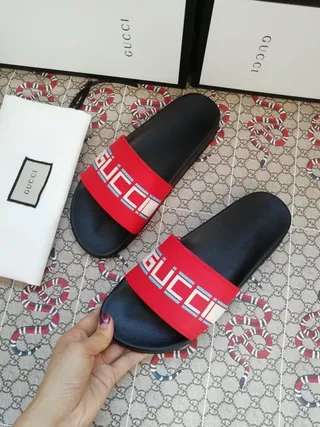 Gucci Screener Red Logo Strap Slippers 6