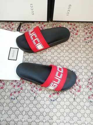Gucci Screener Red Logo Strap Slippers 7