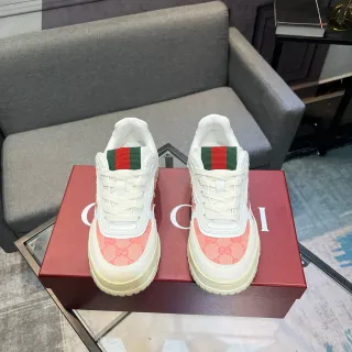 Gucci Screener-Style Monogram Canvas White Pink Web Stripe Lifestyle Sneakers