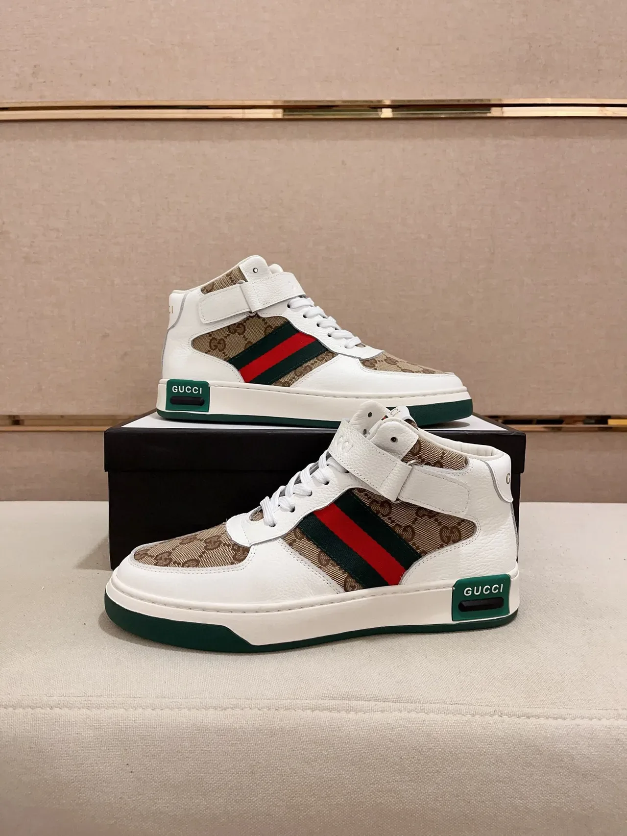 Gucci Screener White Beige Green Red Lifestyle Sneakers 7