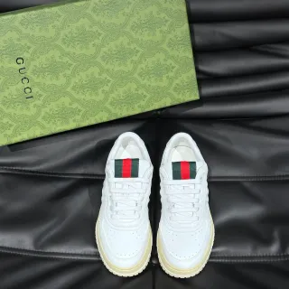 Gucci Screener White Leather Web Stripe Lifestyle Sneakers