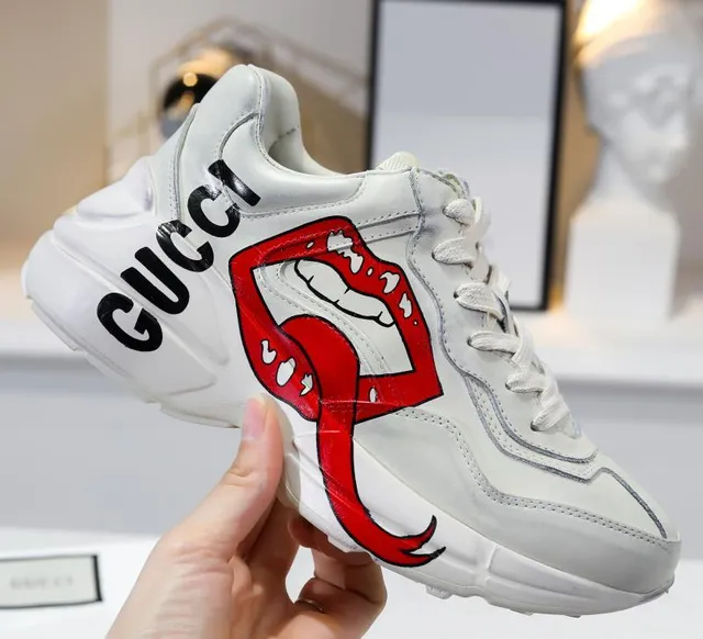 Gucci Screener White Red Lip Graphic Chunky Sneakers 2