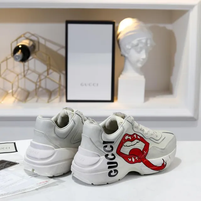 Gucci Screener White Red Lip Graphic Chunky Sneakers 4