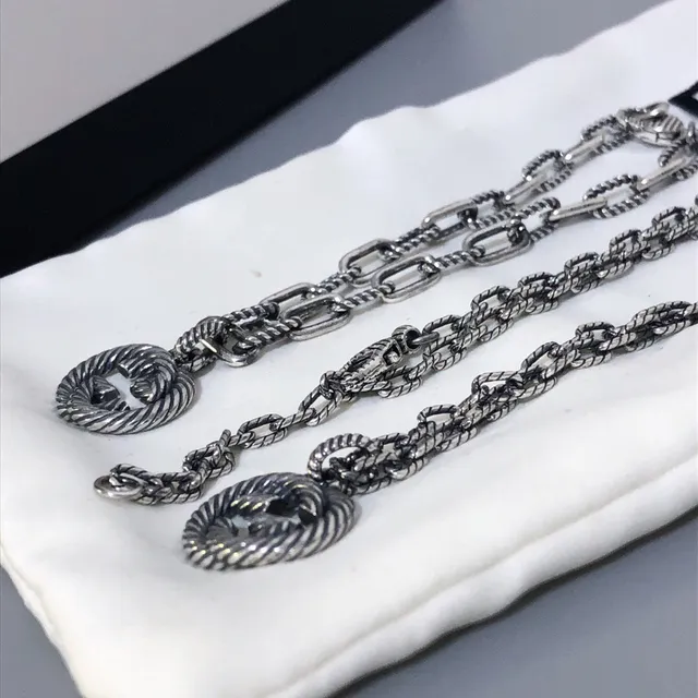 Gucci Silver Twisted Rope Chain Interlocking Double G Pendant Bracelet 5
