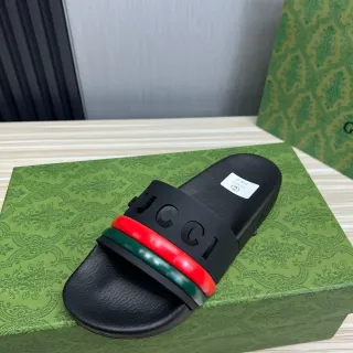 Gucci Slide काला लाल हरा जाली धारी चप्पल