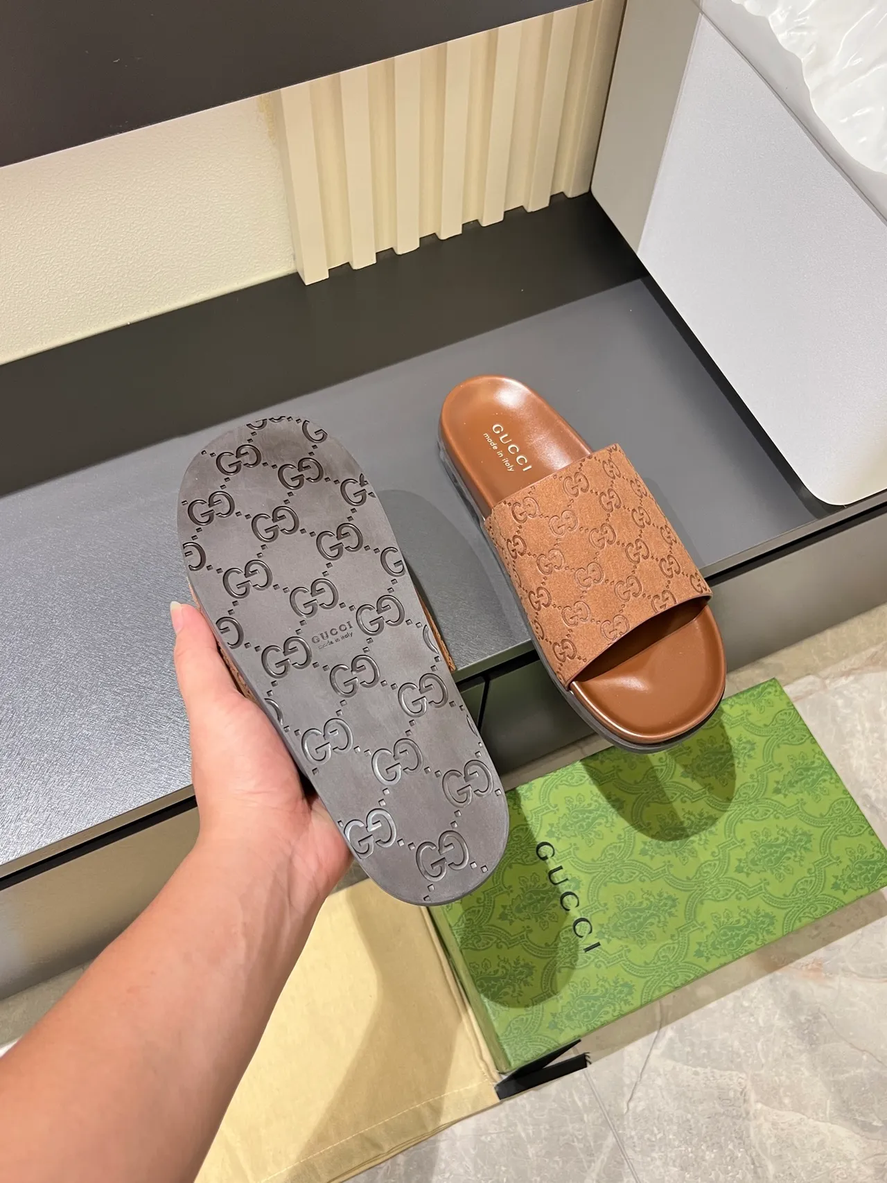 Gucci Slide Embossed GG Monogram Slippers 13