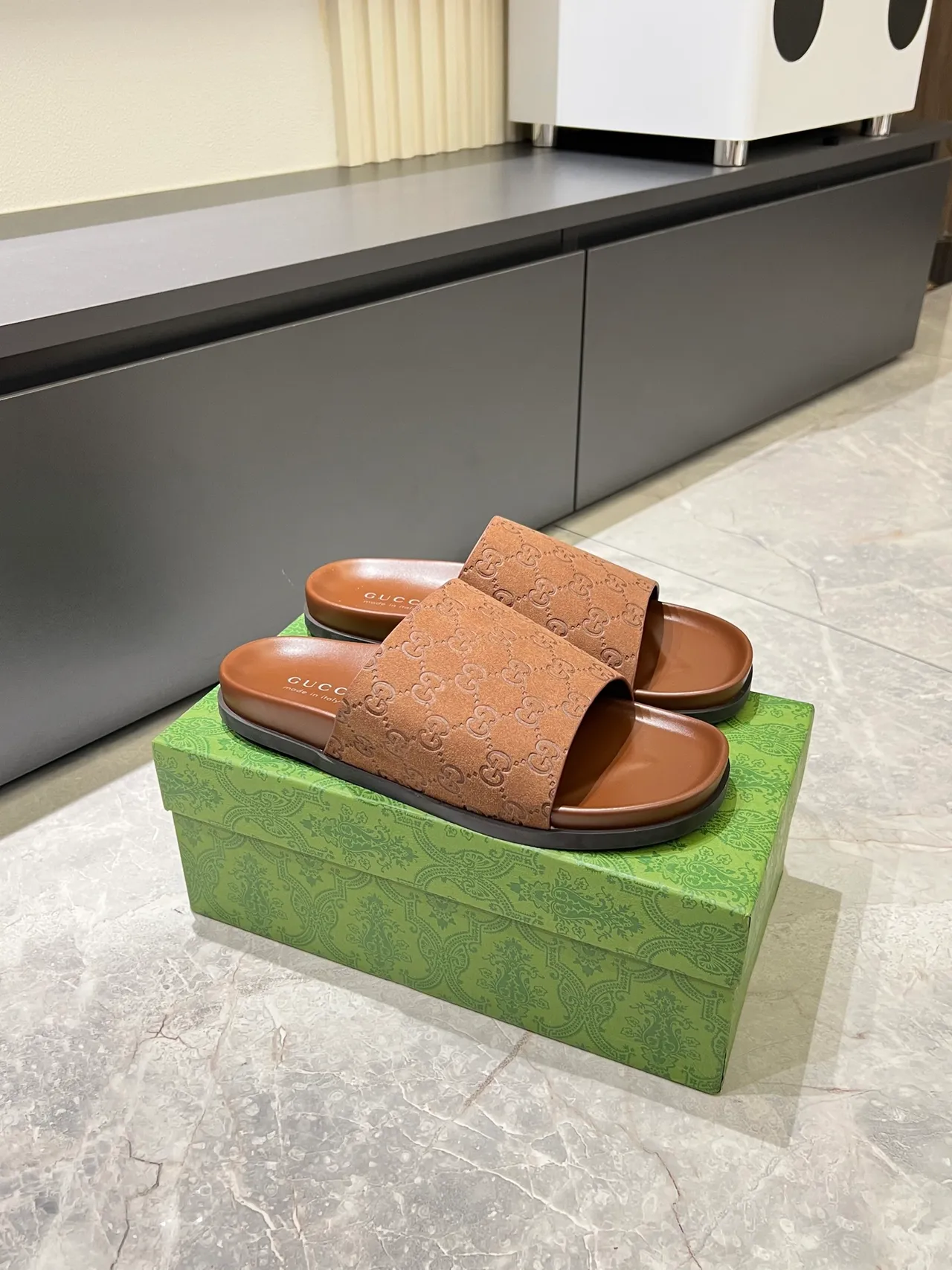 Gucci Slide Embossed GG Monogram Slippers 9