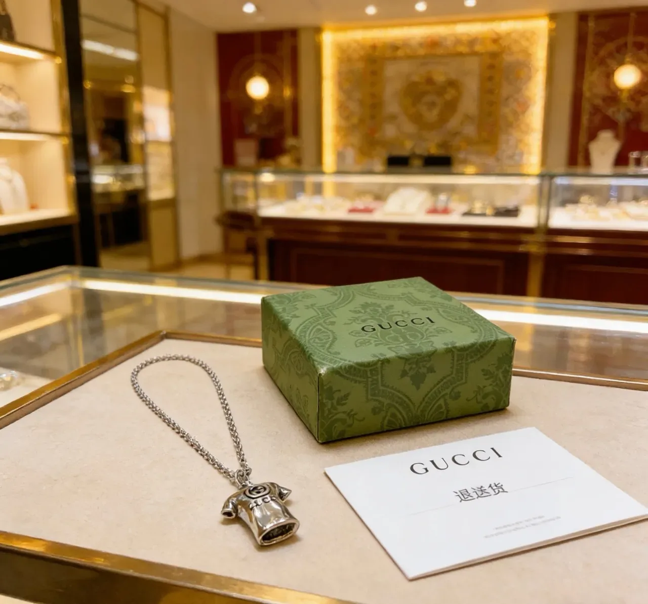 Gucci T-Shirt Pendant Colar Prata 6