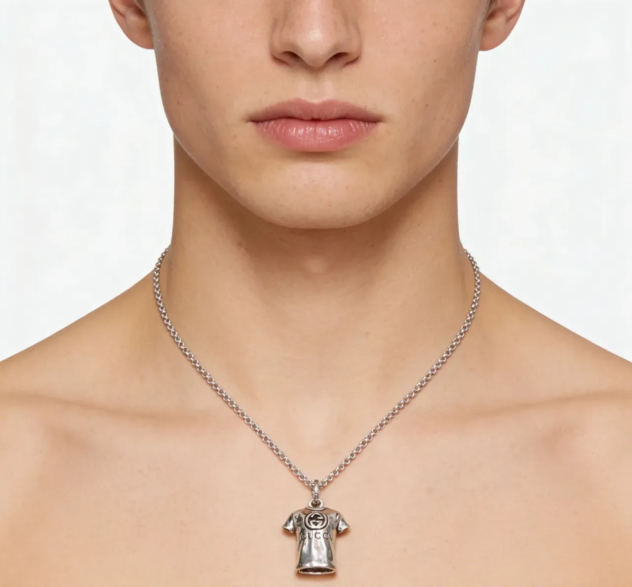 Gucci T-Shirt Pendant Colar Prata 7