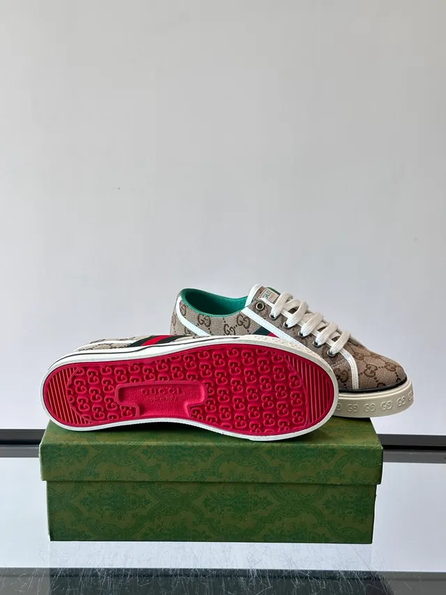 Gucci Tennis 1977 Beige Monogram Canvas Web Stripe Lifestyle Sneakers 2