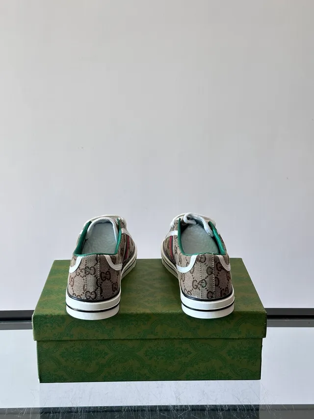 Gucci Tennis 1977 Beige Monogram Canvas Web Stripe Lifestyle Sneakers 3