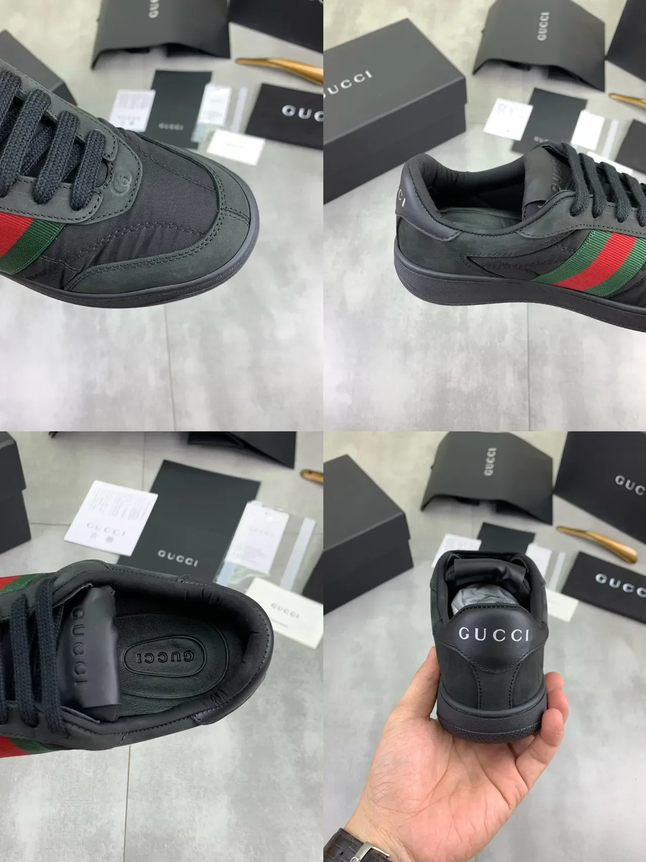 Gucci Tennis 1977 Preto Verde Vermelho Web Lifestyle Sneakers 2