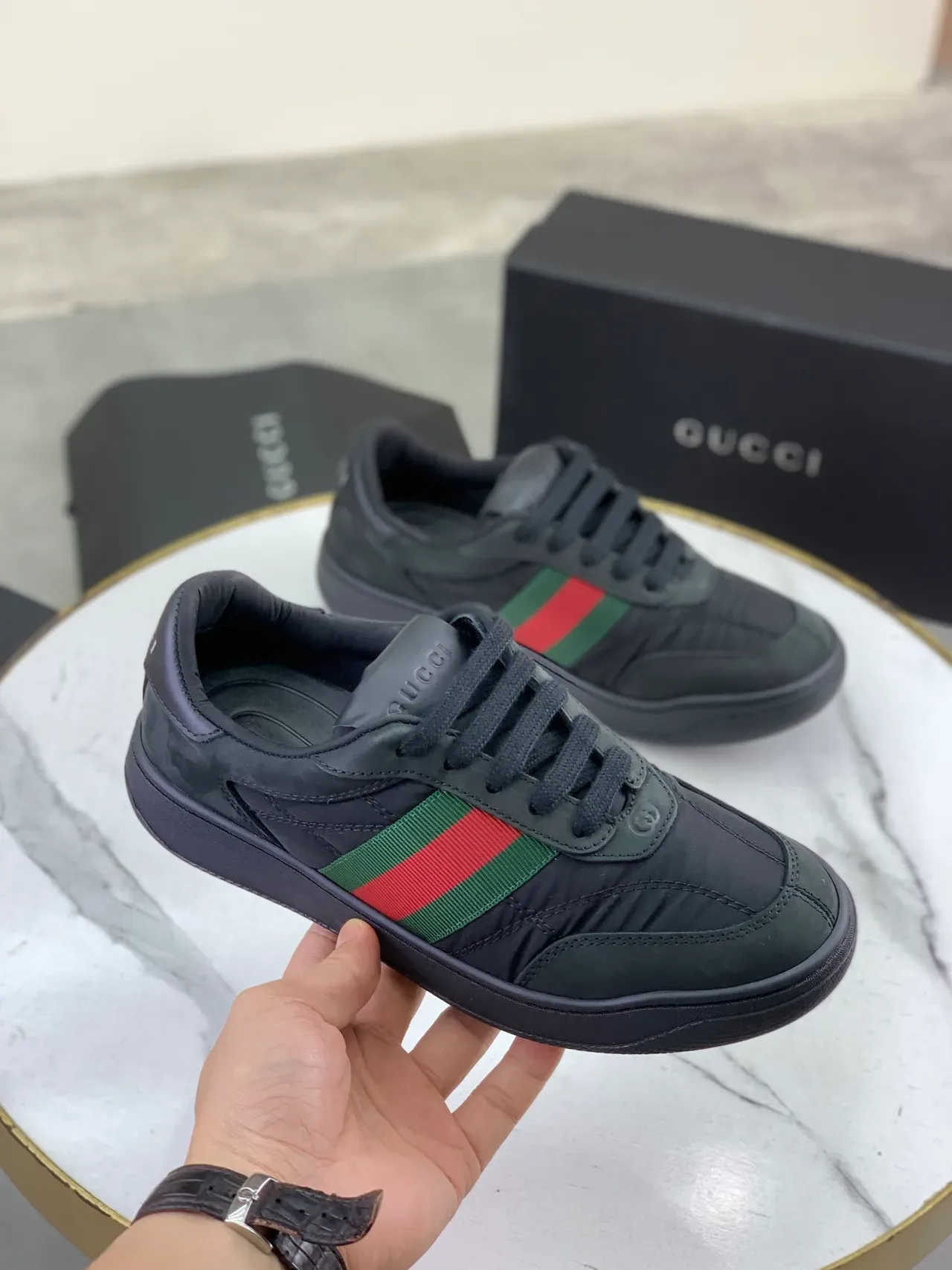 Gucci Tennis 1977 Preto Verde Vermelho Web Lifestyle Sneakers 4