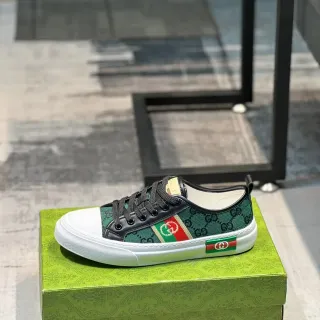 Gucci Tennis 1977 أخضر GG Monogram Web Stripe Lifestyle Sneakers