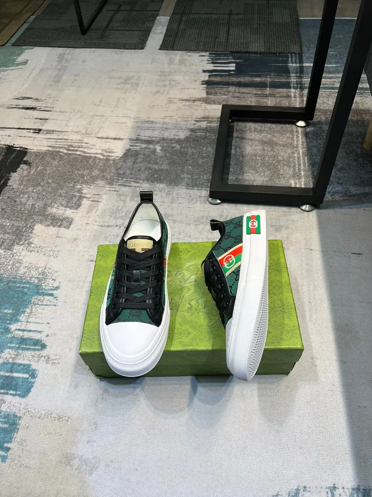 Gucci Tennis 1977 Vert GG Monogram Web Stripe Lifestyle Sneakers 4