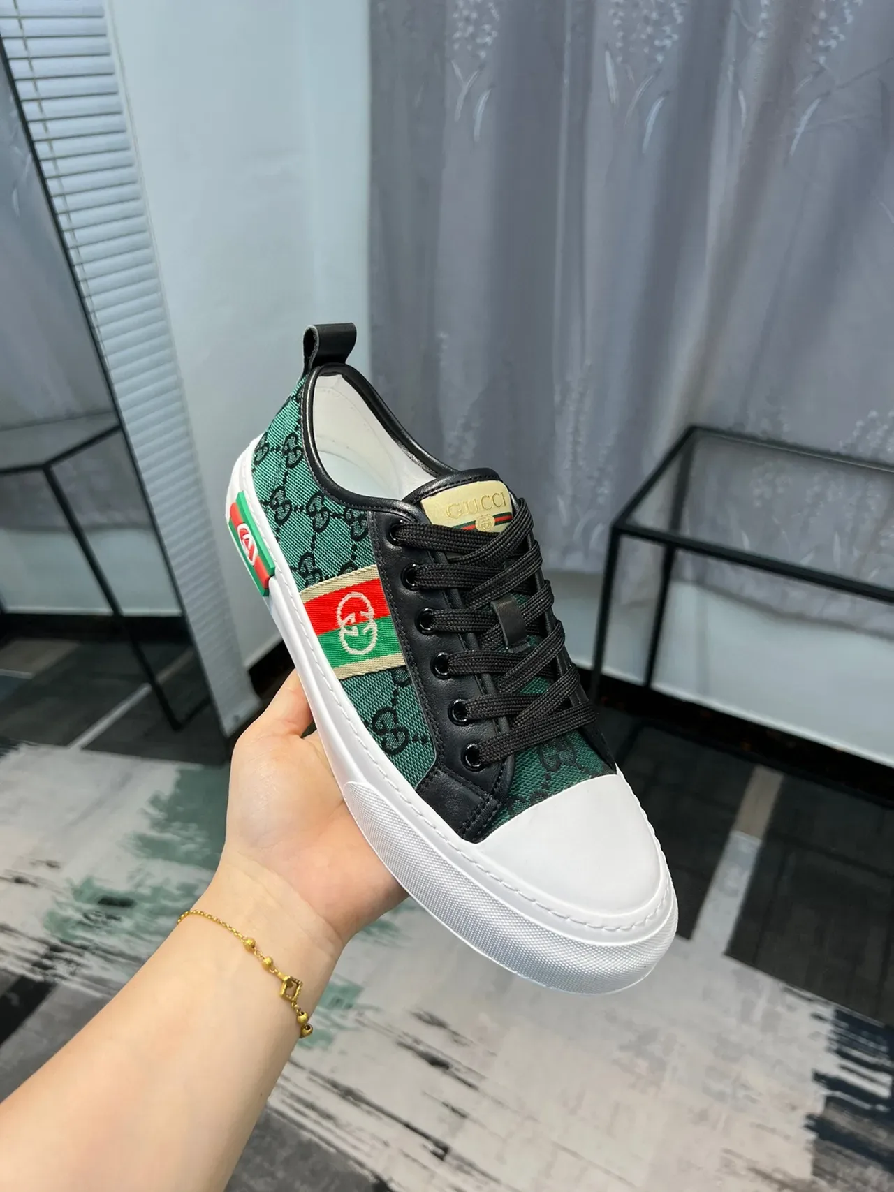 Gucci Tennis 1977 Vert GG Monogram Web Stripe Lifestyle Sneakers 5